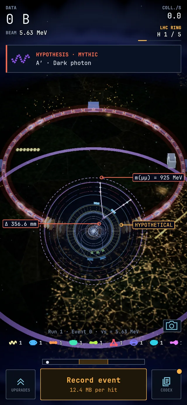 Event display of a Dark photon event, screenshot from the game.