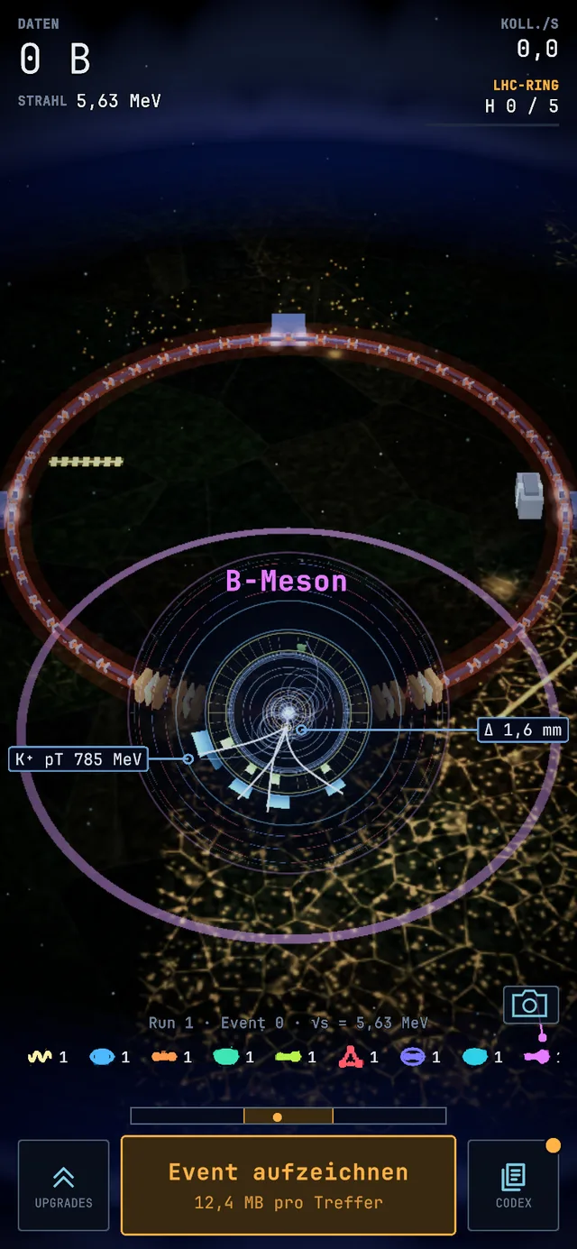 Eventanzeige eines B-Meson-Events, Screenshot aus dem Spiel.