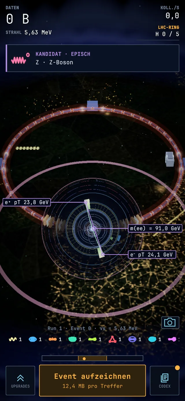 Eventanzeige eines Z-Boson-Events, Screenshot aus dem Spiel.