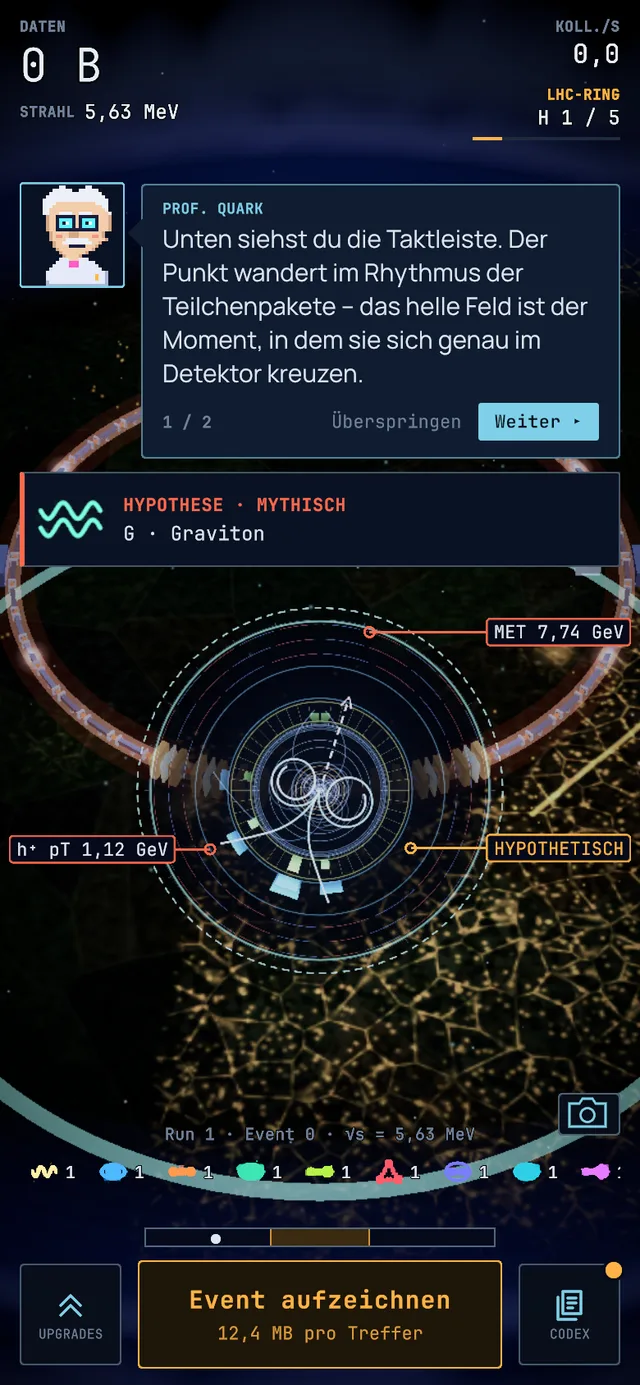 Event display of a Graviton event, screenshot from the game.
