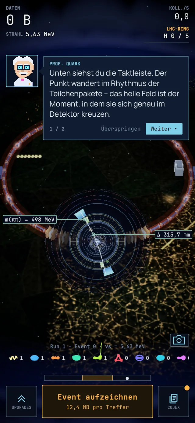 Event display of a Kaon event, screenshot from the game.