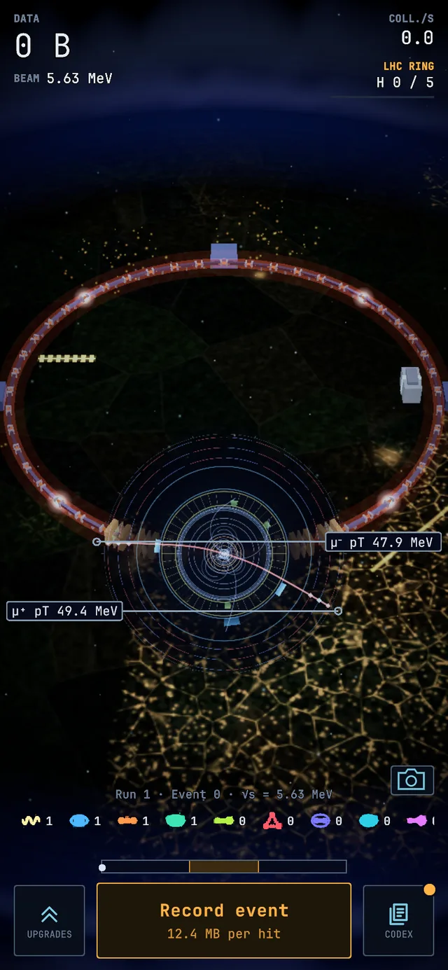 Event display of a Muon event, screenshot from the game.