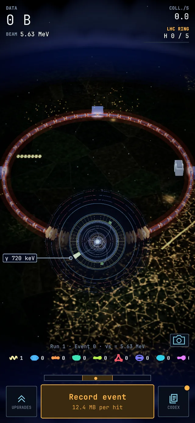 Event display of a Photon event, screenshot from the game.
