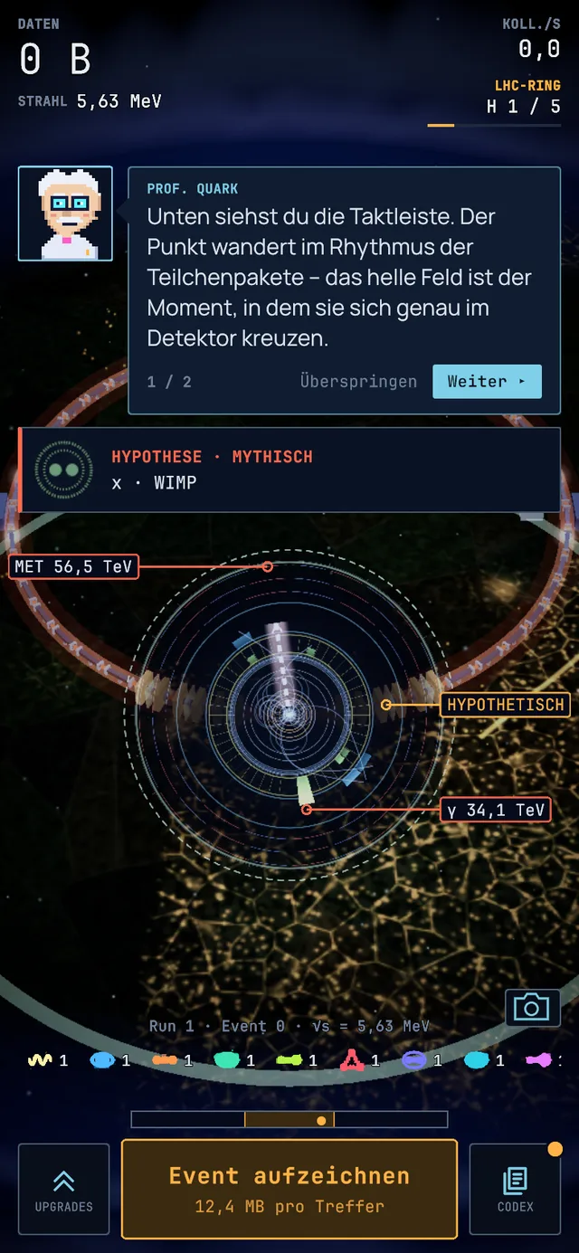 Event display of a WIMP event, screenshot from the game.